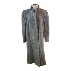 Vintage Noble Fashions Gray‑Black Wool‑Blend Long Coat – Women’s M • Winter Clas
